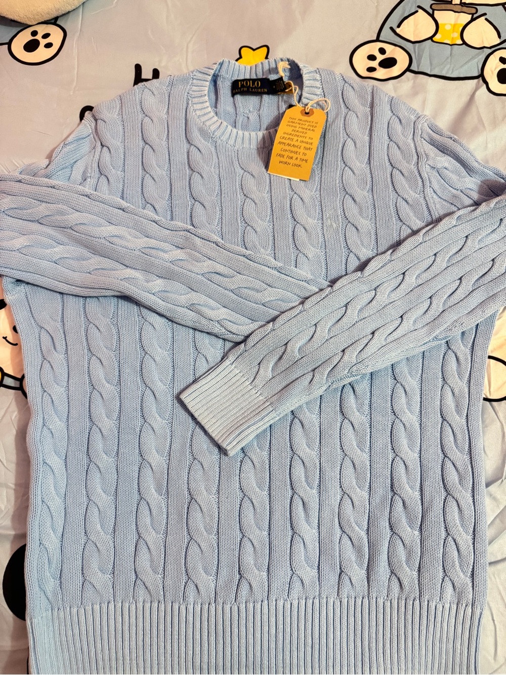 Ralph Lauren Light Blue Cable Knit Crewneck Sweater